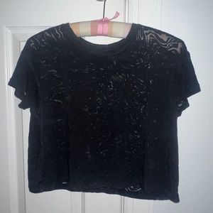 Lululemon “Cropped Cates Tee” in Black; Size 4
